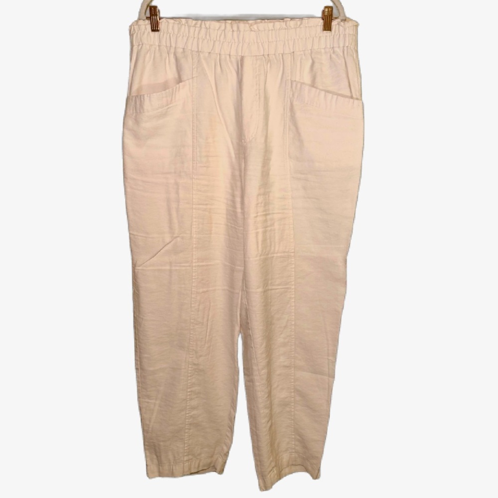 A New Day Ivory Tapered Leg Linen Pants